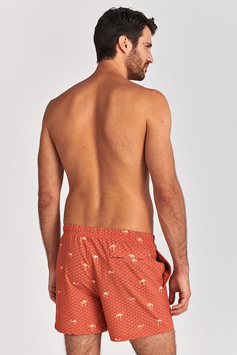 MEN SWIM SHORT DESERT CAMEL 4-WAY STRETCH RUST BROWN 3