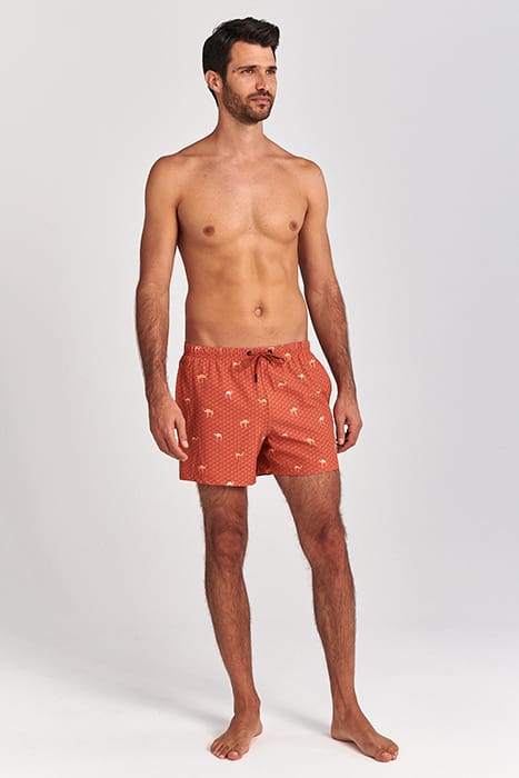 MEN SWIM SHORT DESERT CAMEL 4-WAY STRETCH RUST BROWN 4