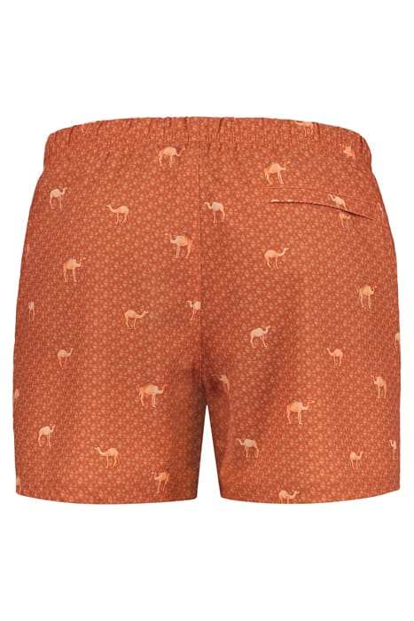MEN SWIM SHORT DESERT CAMEL 4-WAY STRETCH RUST BROWN 5