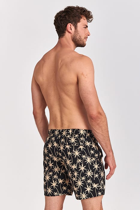 MEN SWIM SHORT VACATION PALMTREES MICRO PEACH BLACK 3