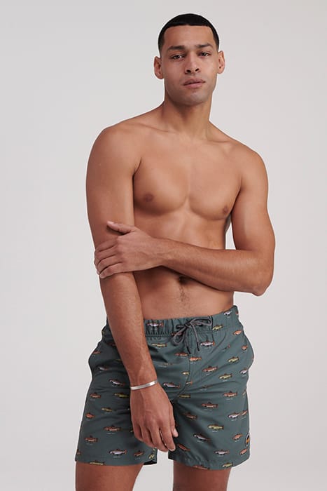 MEN SWIM SHORT GO FISH MICRO PEACH CILANTRO GREEN 1
