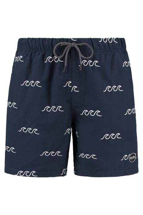 MEN SWIMSHORT WAVES EMBROIDERED DARK NAVY BLUE 1