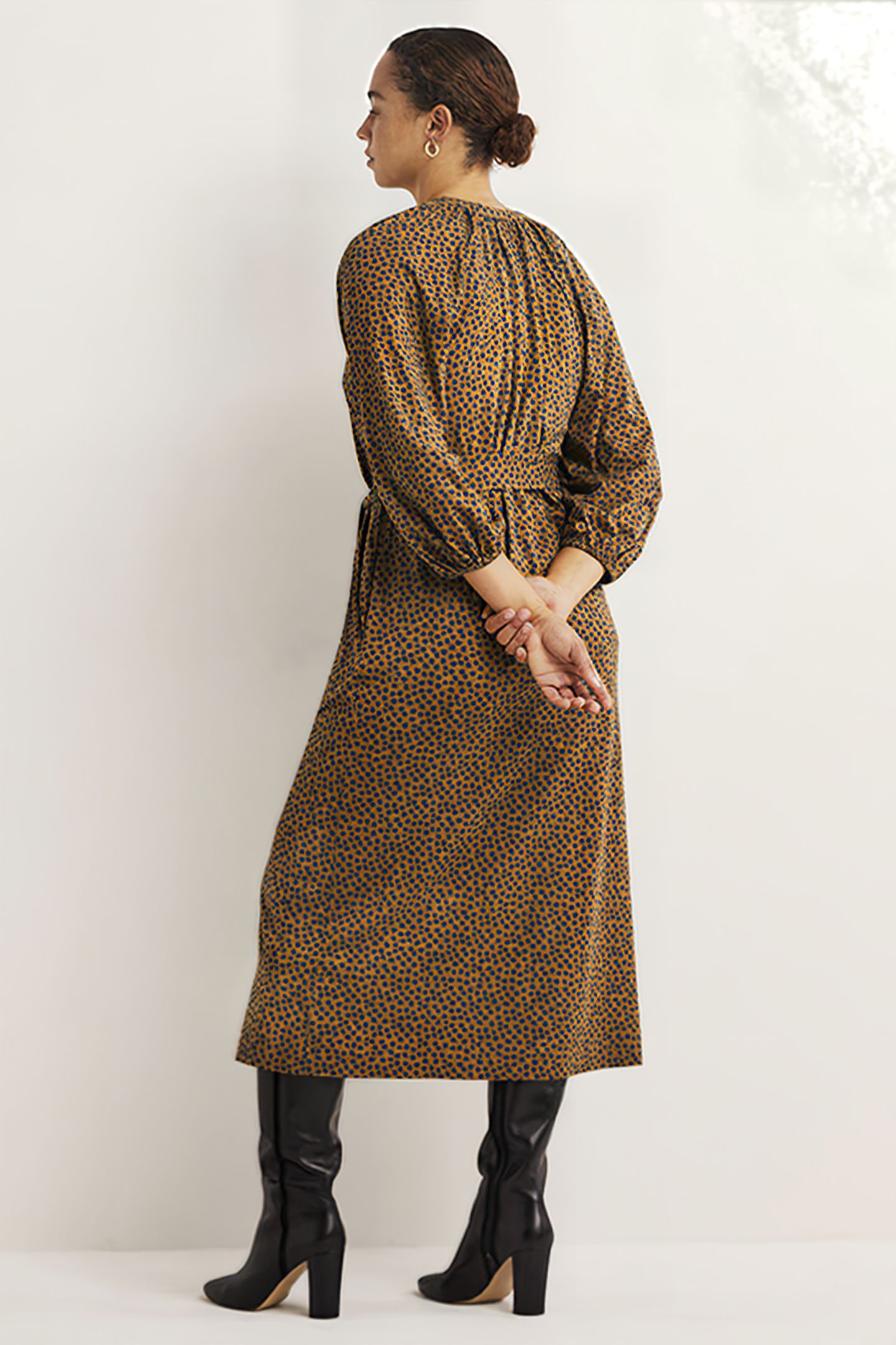 NOTCH NECK JERSEY MIDI DRESS BRN 2