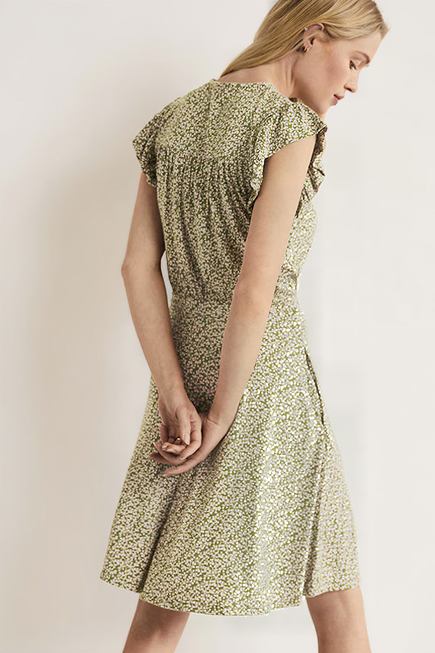 RUFFLE PRINTED MINI DRESS GRN 2