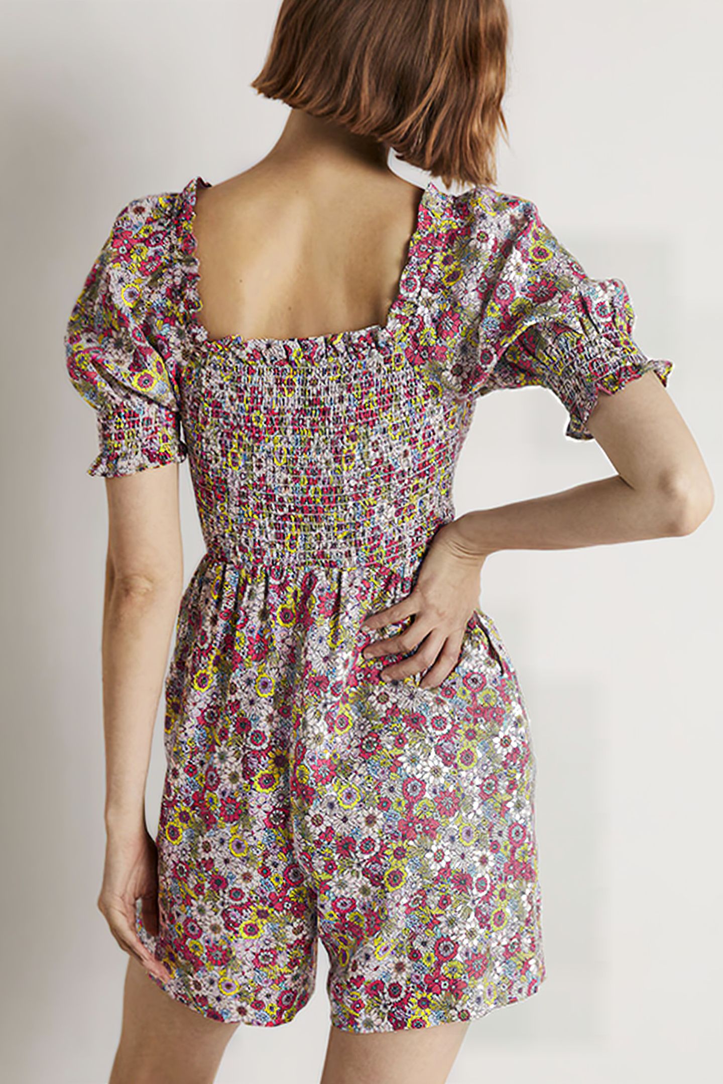 SMOCKED BODICE PLAYSUIT MLT 2