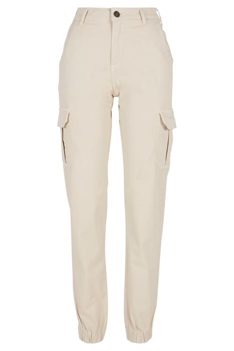 LADIES HIGH WAIST CARGO PANTS WHITESAND 1