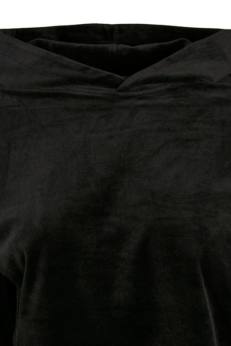 LADIES CROPPED VELVET OVERSIZED HOODY BLACK 8
