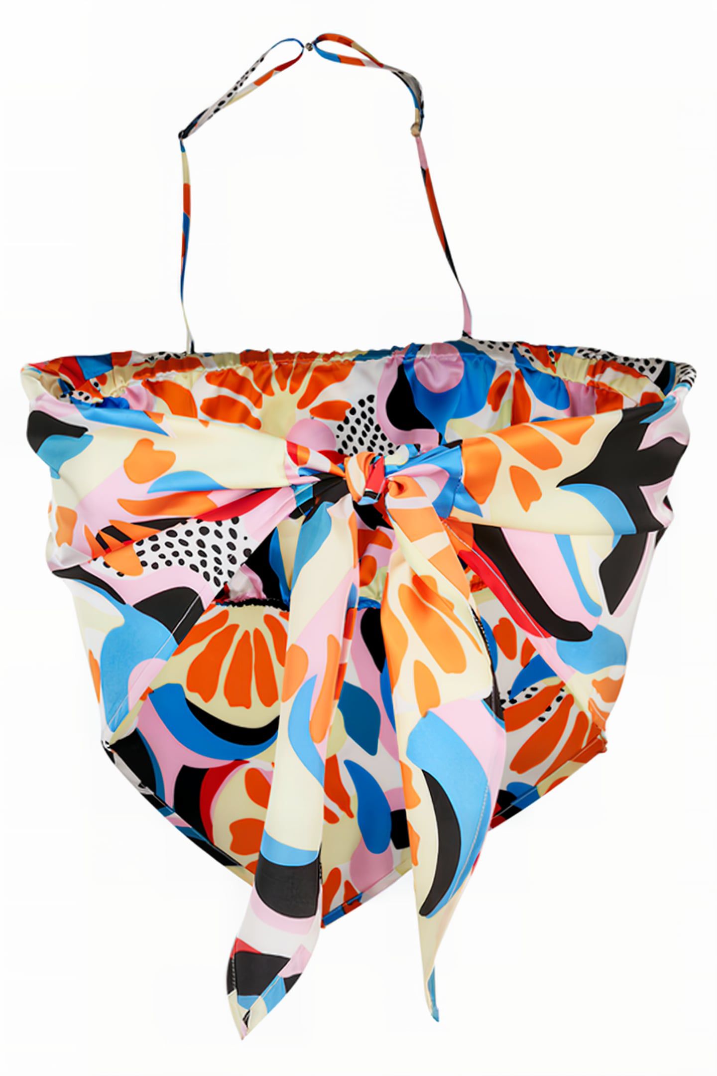 LADIES CROPPED AOP SATIN TRIANGLE TOP MAGICMANGOABSTRACT 7