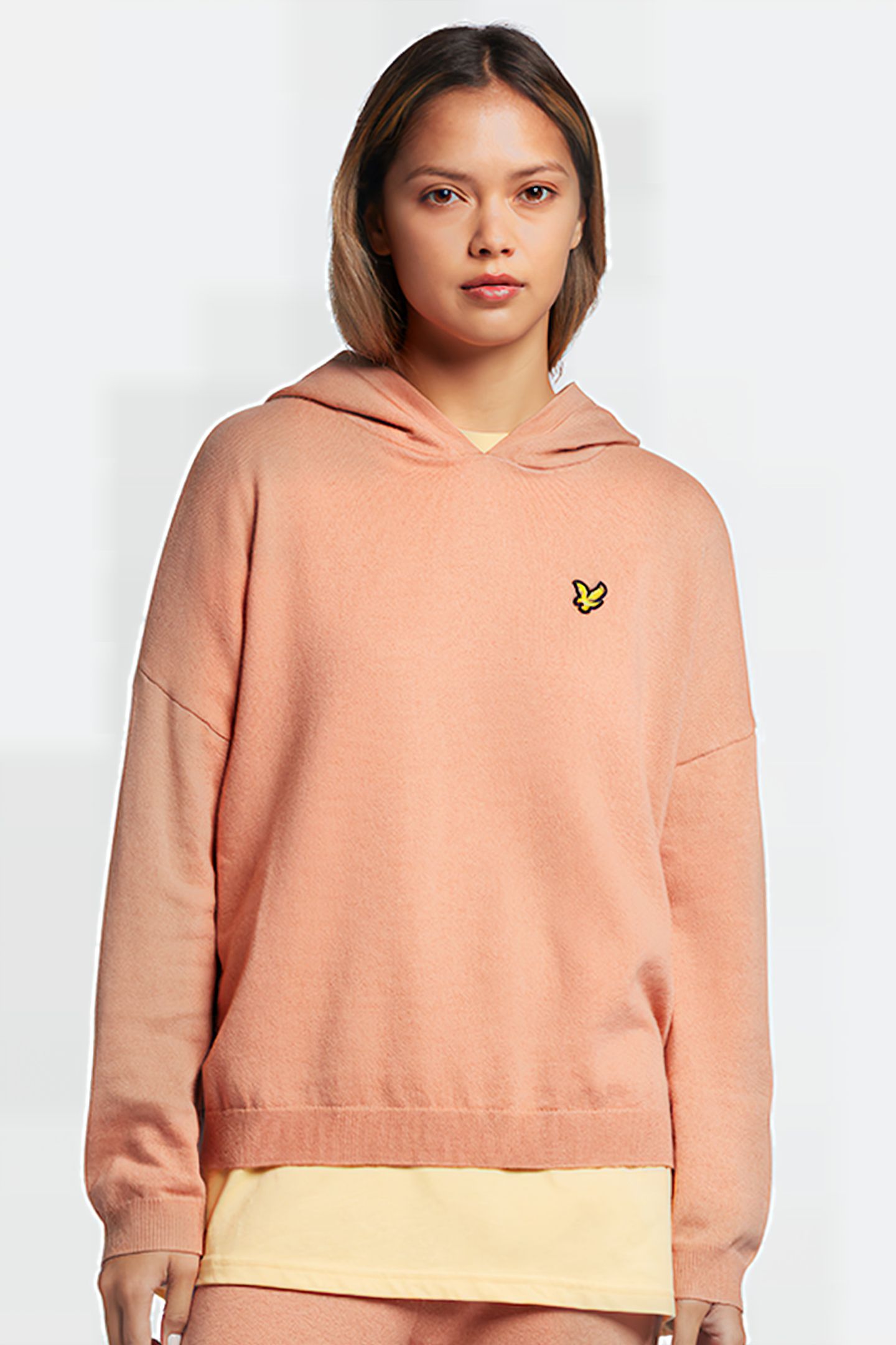 KNITTED HOODIE W795 DUSTY PEACH 1