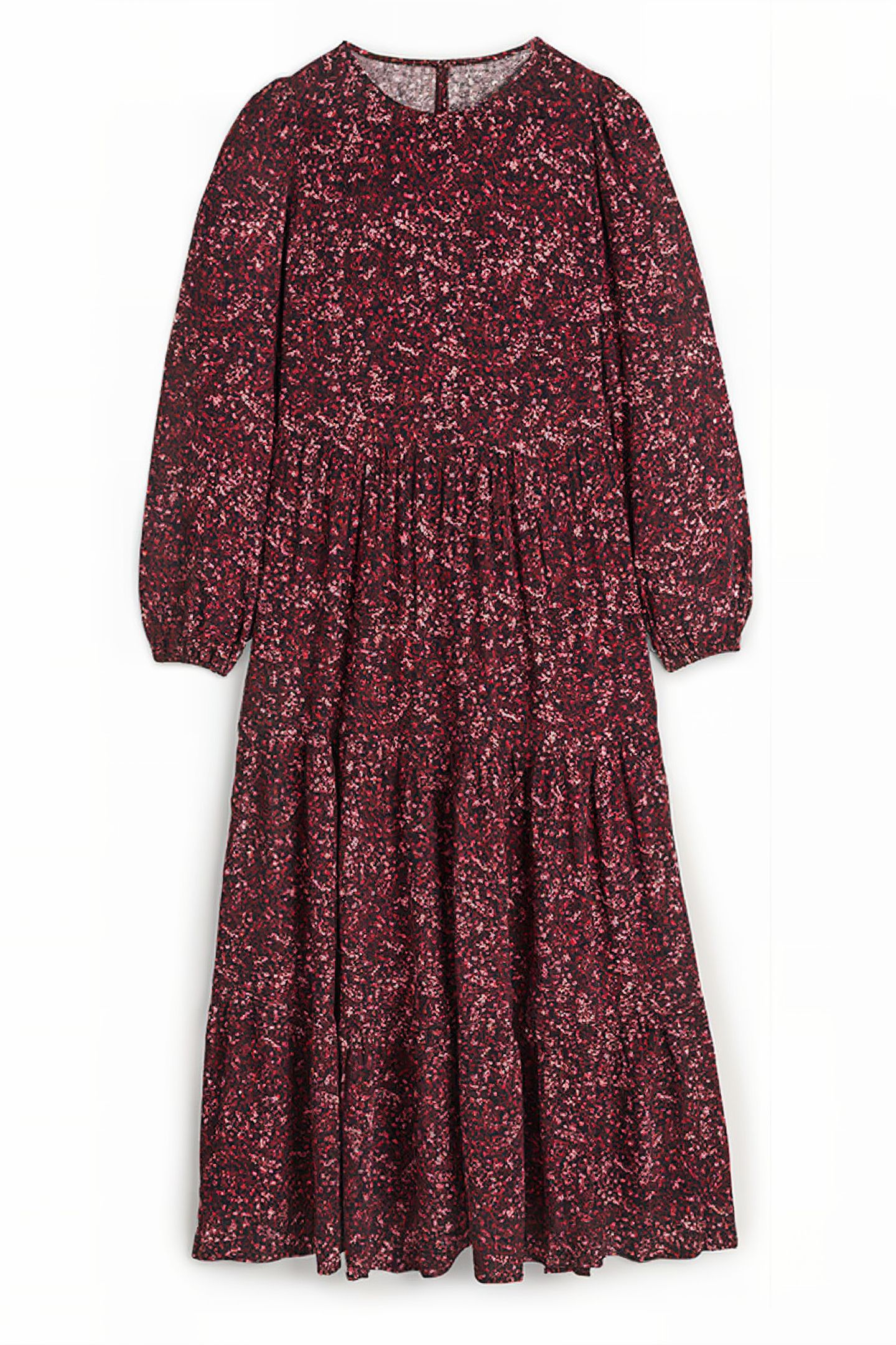 CREW NECK TIERED DRESS RED 5