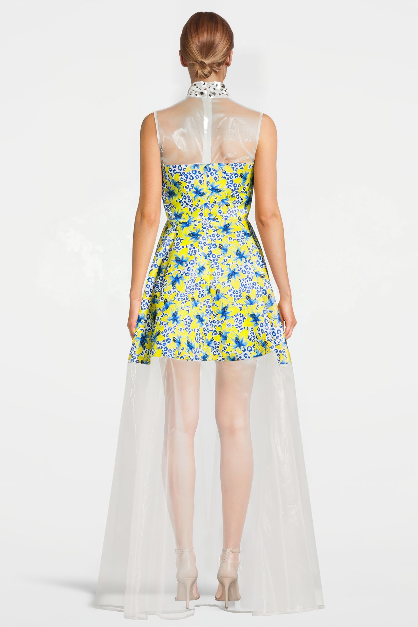 WOMEN‘S FLORAL FABRIC EVENING GOWN WHITE LILLY PRINT/ WHITE 2