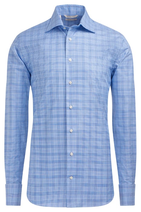 MID BLUE CHECKED EXTRA SLIM FIT SHIRT 2