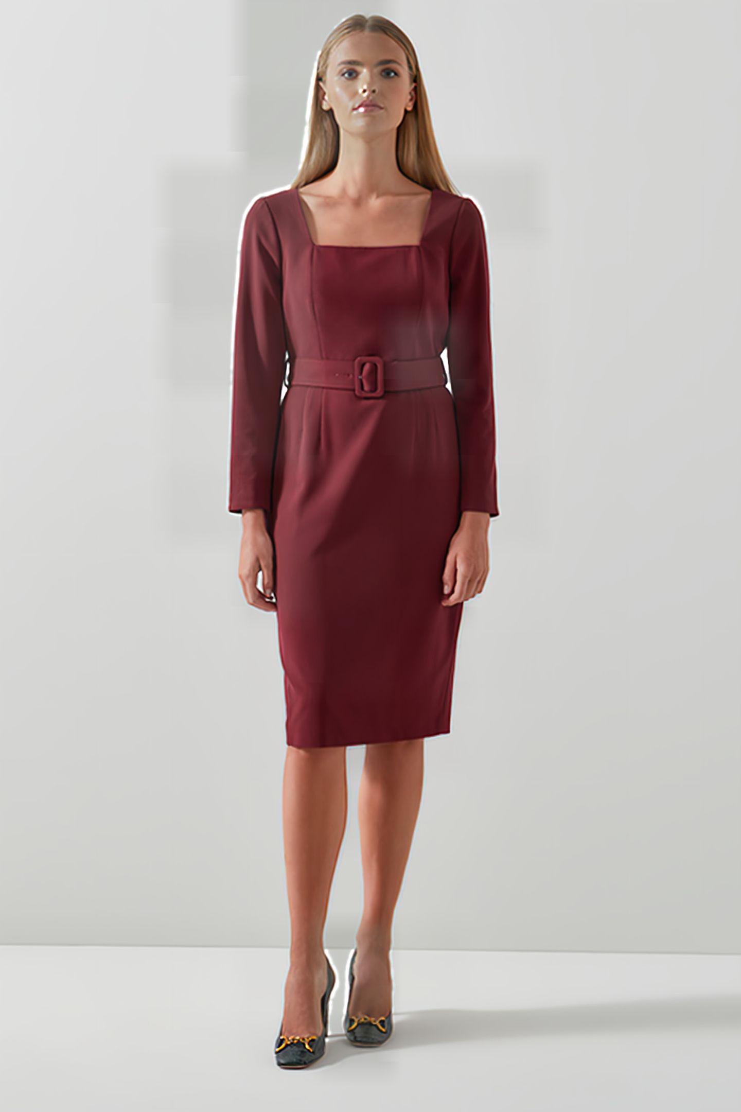 CARRINGTO MIDI DRESS BURGUNDY 1