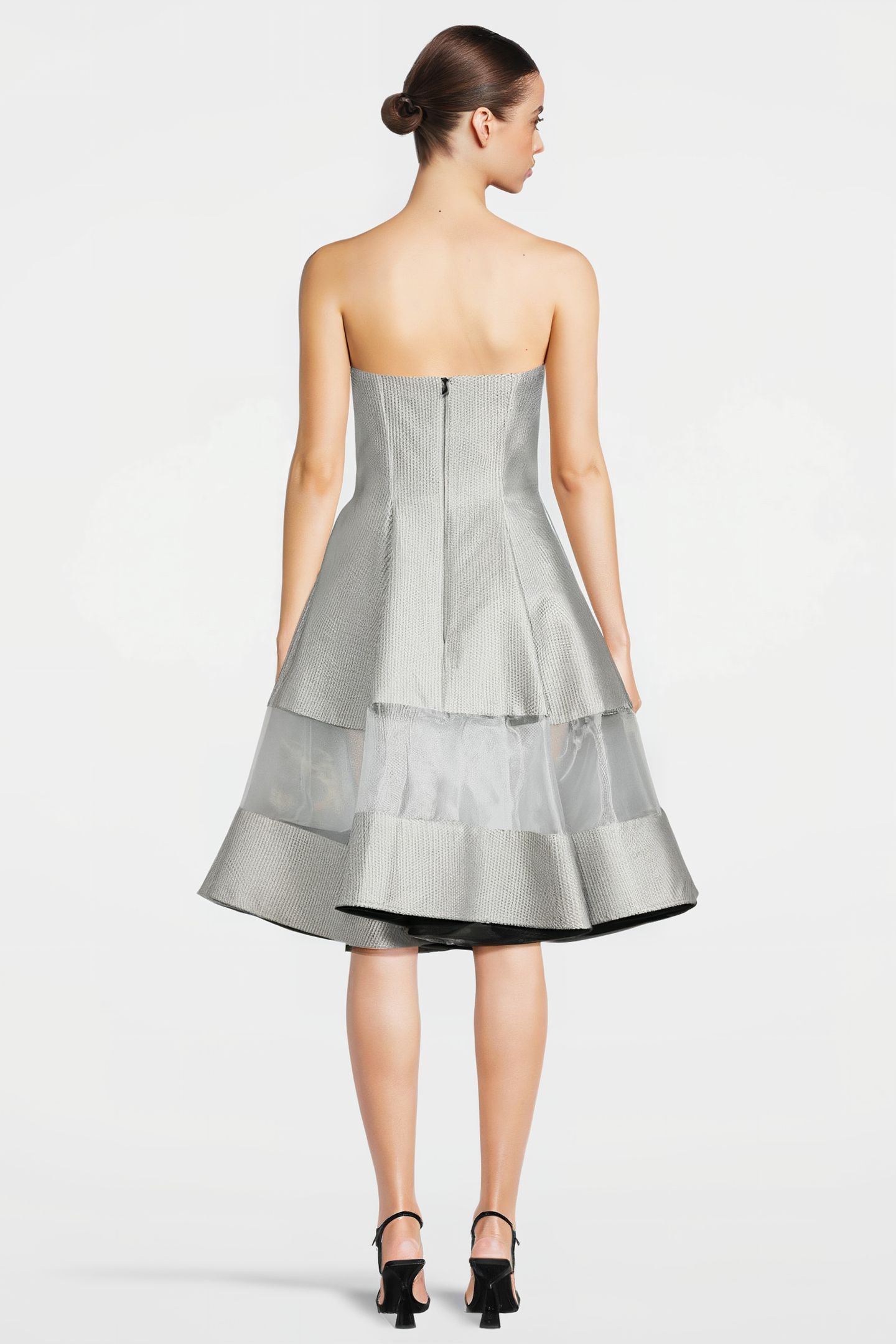 WOMEN‘S MIDI CORSET DRESS WITH SWAROVSKI CRYSTALS SILVER GRA 2