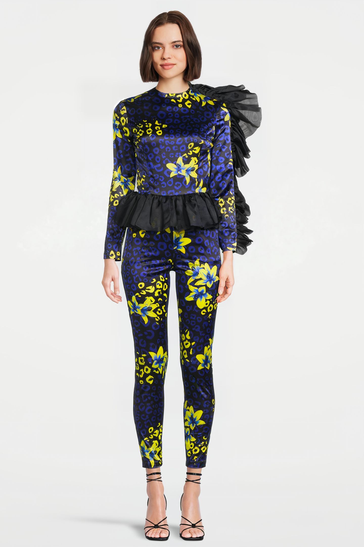 WOMEN‘S SIDE VOLANT OVERALL BLUE LILLY PRINT 1
