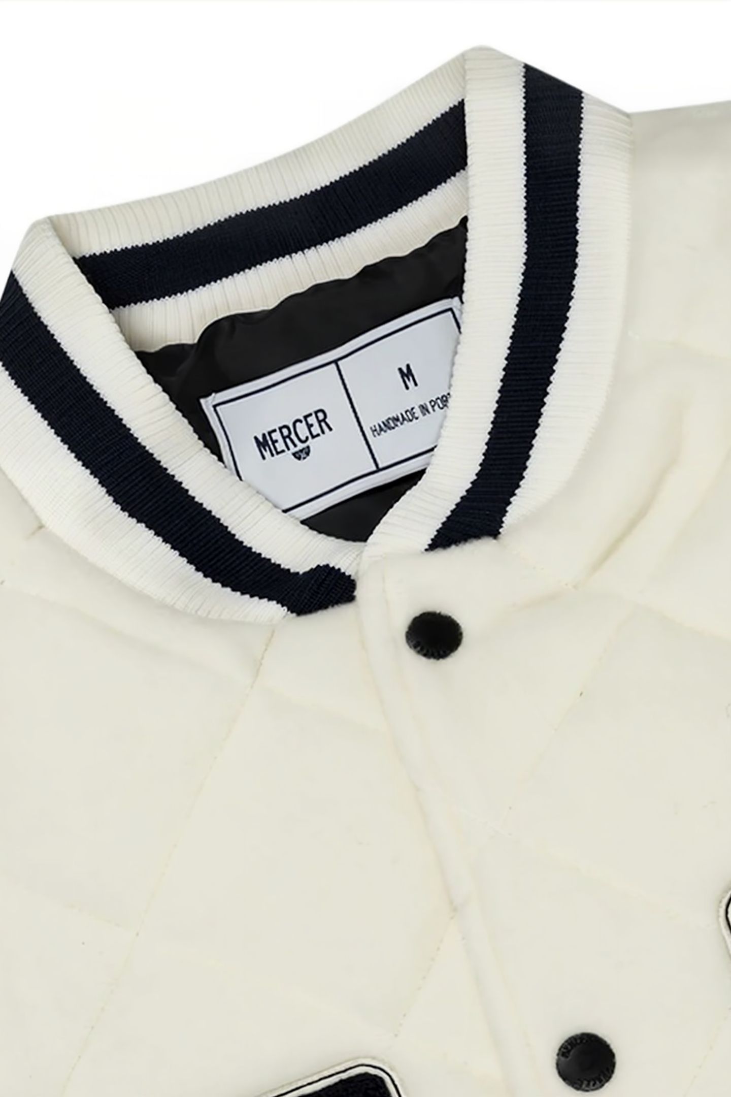 THE MERCER-QUILTED VARSITY WOOL - UNISEX CRÈME 5