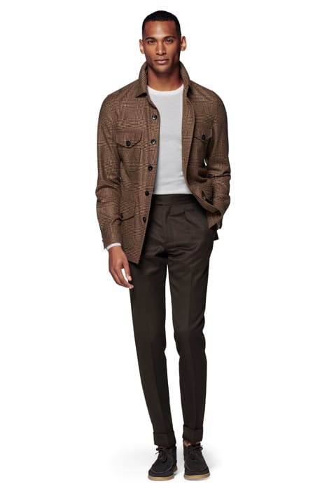 MID BROWN CHECKED WILLIAM SHIRT-JACKET 3