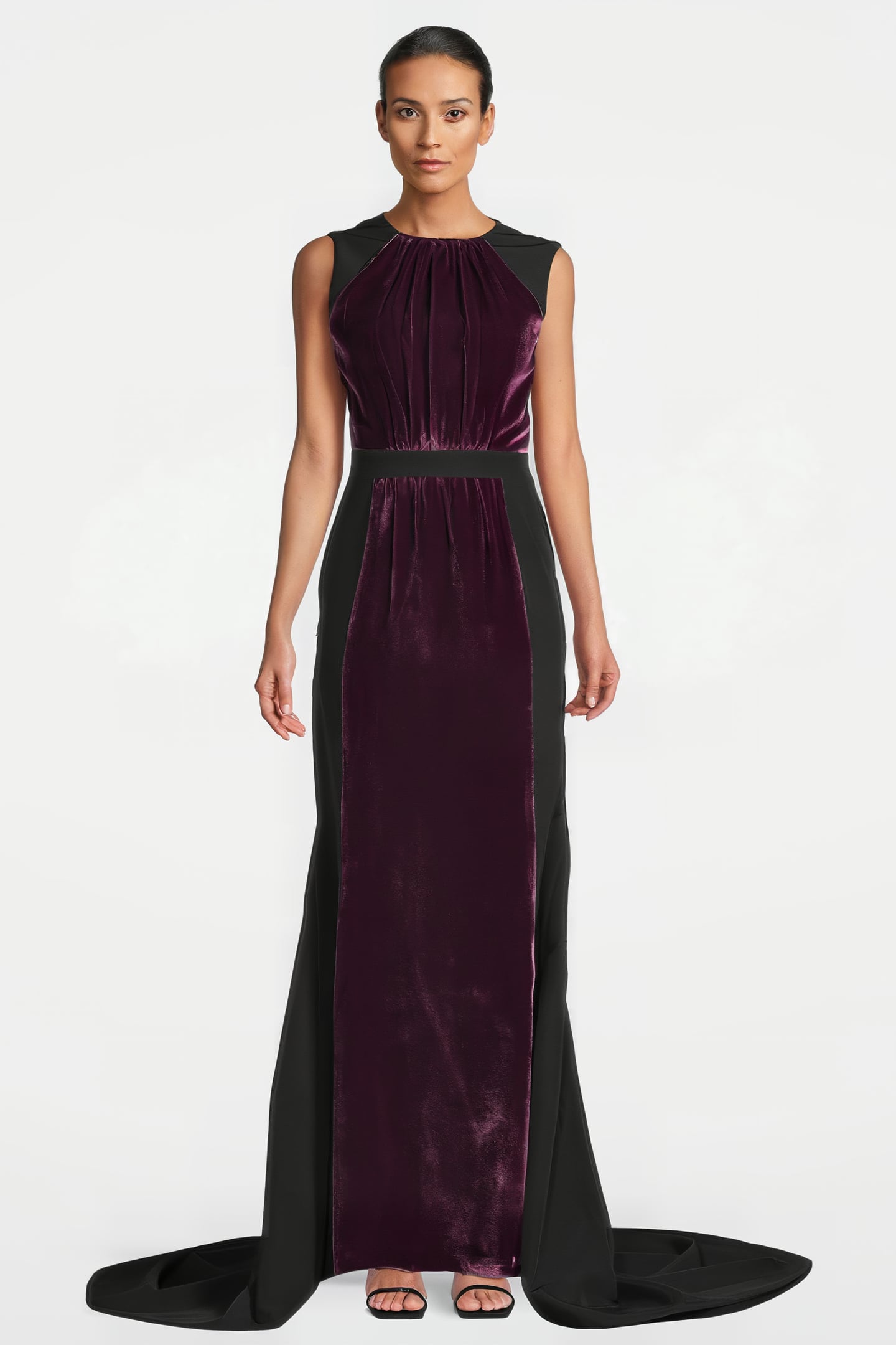 WOMEN‘S VELVET EVENING GOWN CHERRY/BLACK 1