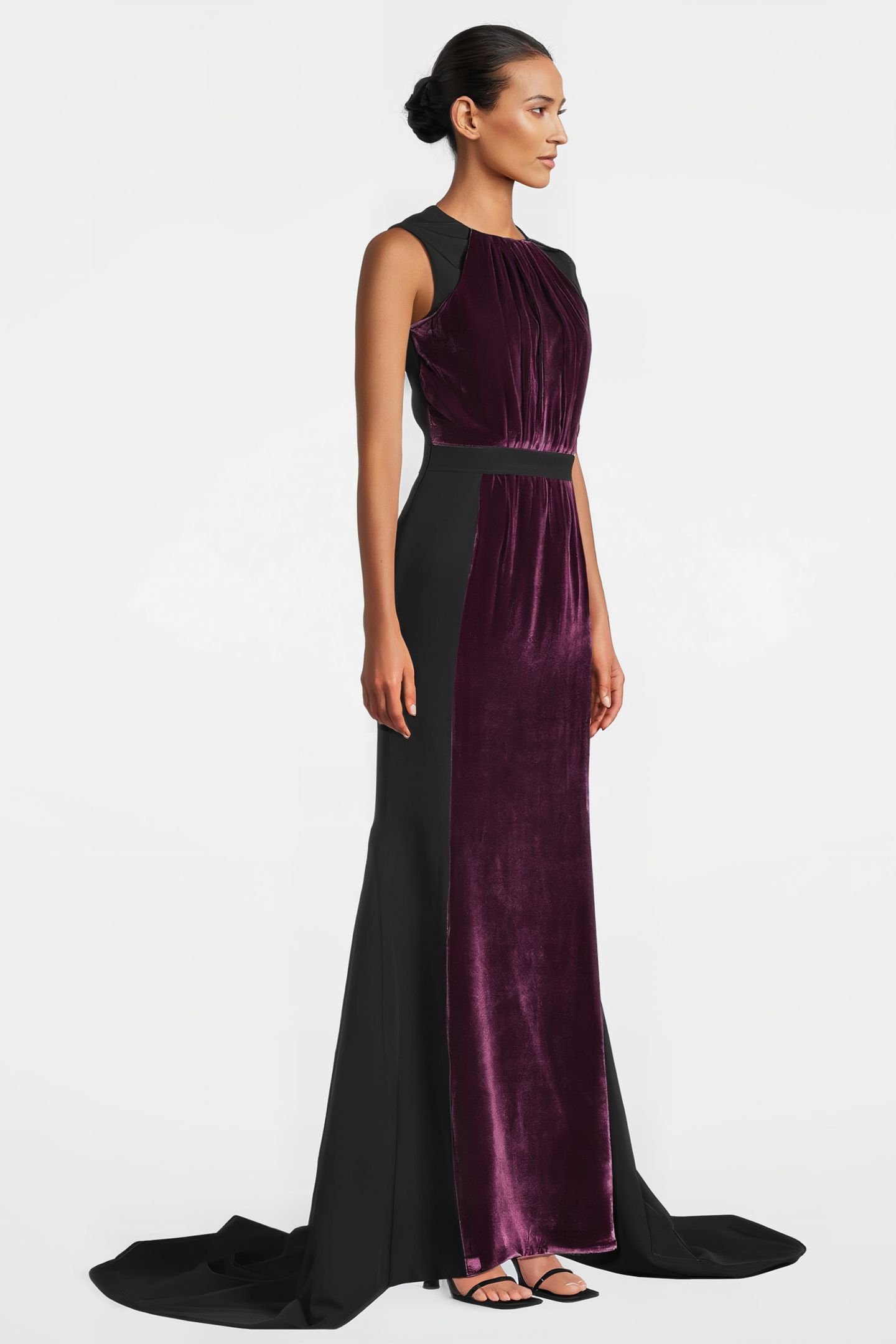 WOMEN‘S VELVET EVENING GOWN CHERRY/BLACK 4