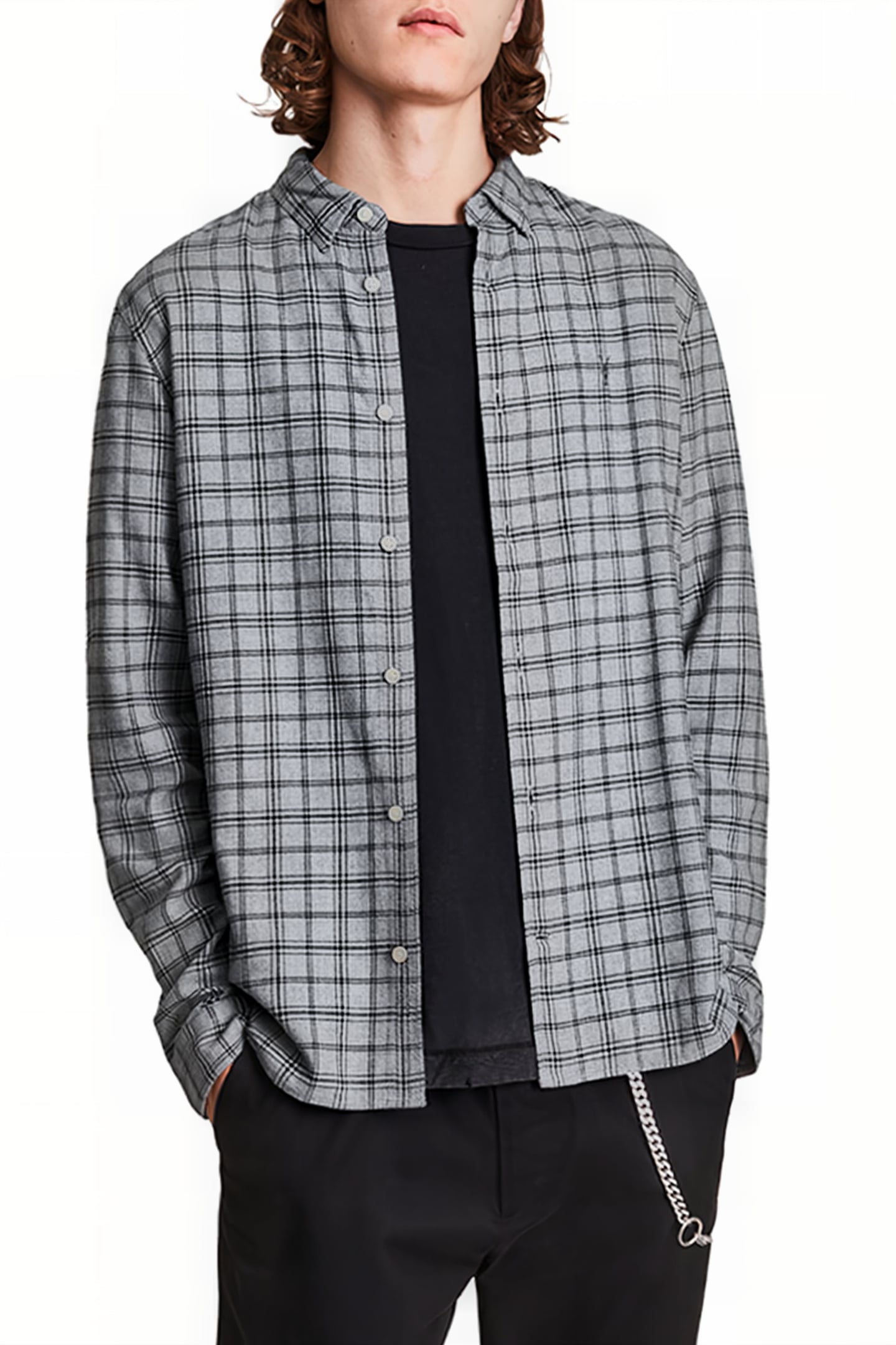TOLLAND LS SHIRT GREY MARL 1