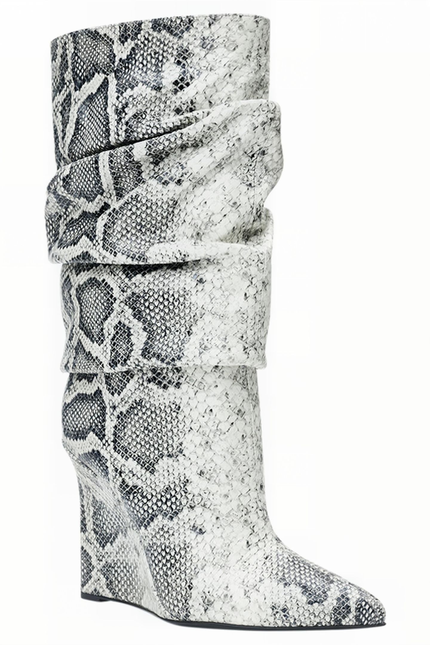 PYTHON-EMBOSSED WEDGE BOOTS WHITE SNAKE 2