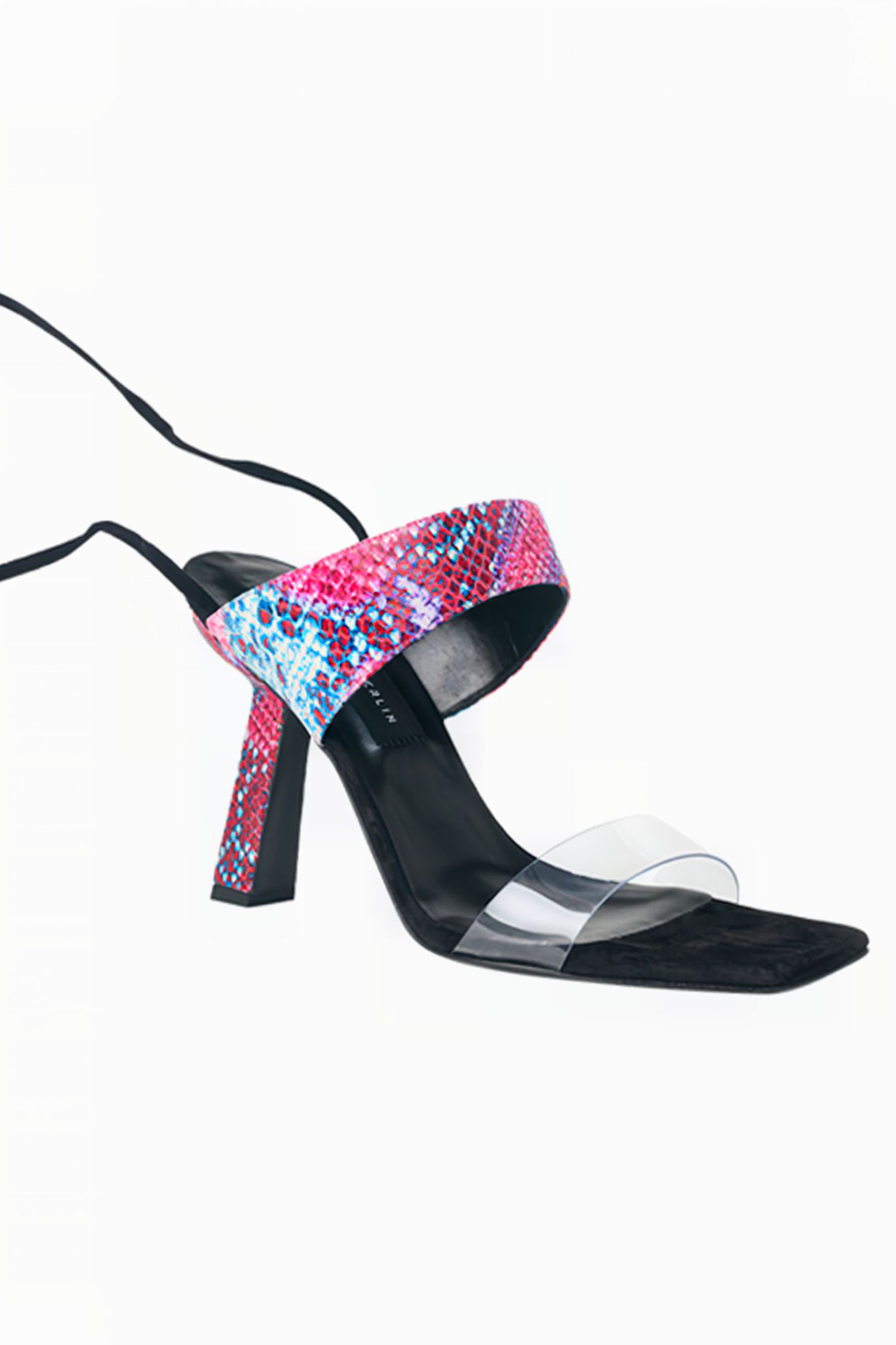 PYTHON-EMBOSSED LACE-UP SANDALS RED SNAKE 2