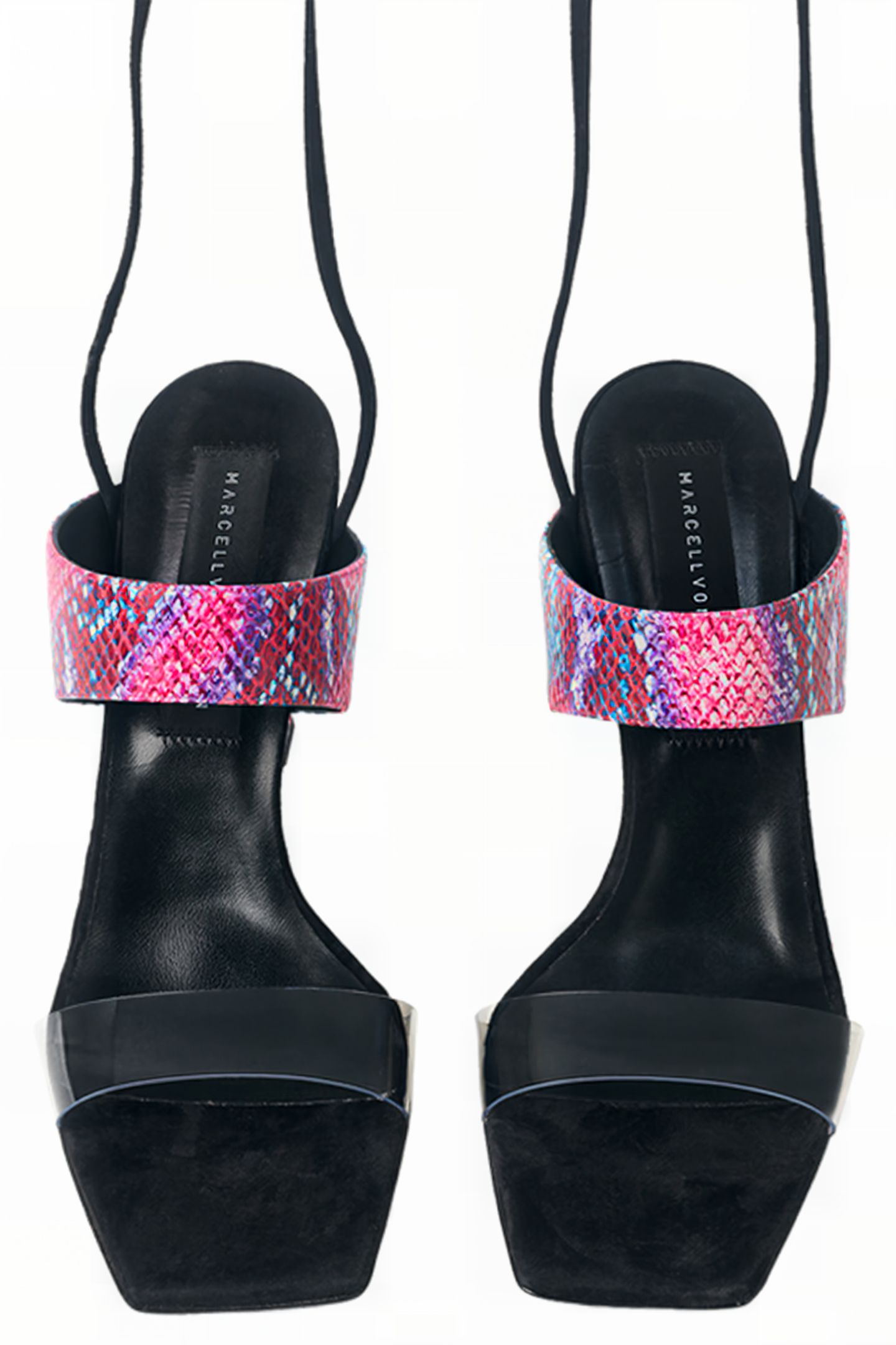 PYTHON-EMBOSSED LACE-UP SANDALS RED SNAKE 3