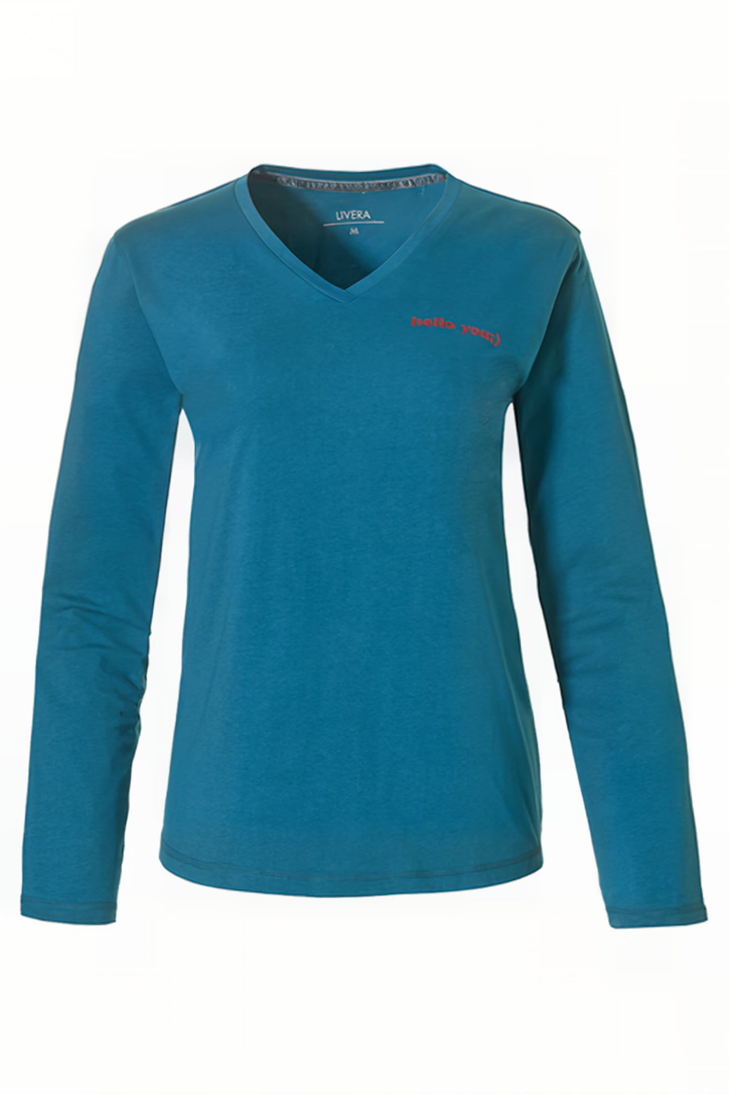 NW TOP TSHIRT LS FEMKE HELLO YOU JET GREEN 1