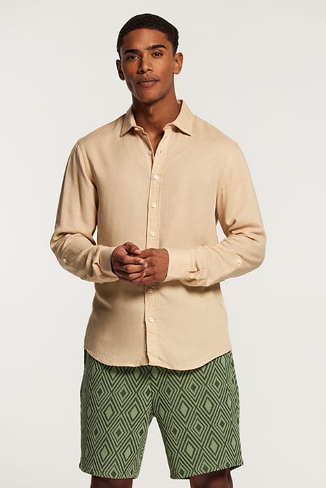 LUCAS LINEN SHIRT WARM SAND BEIGE 2