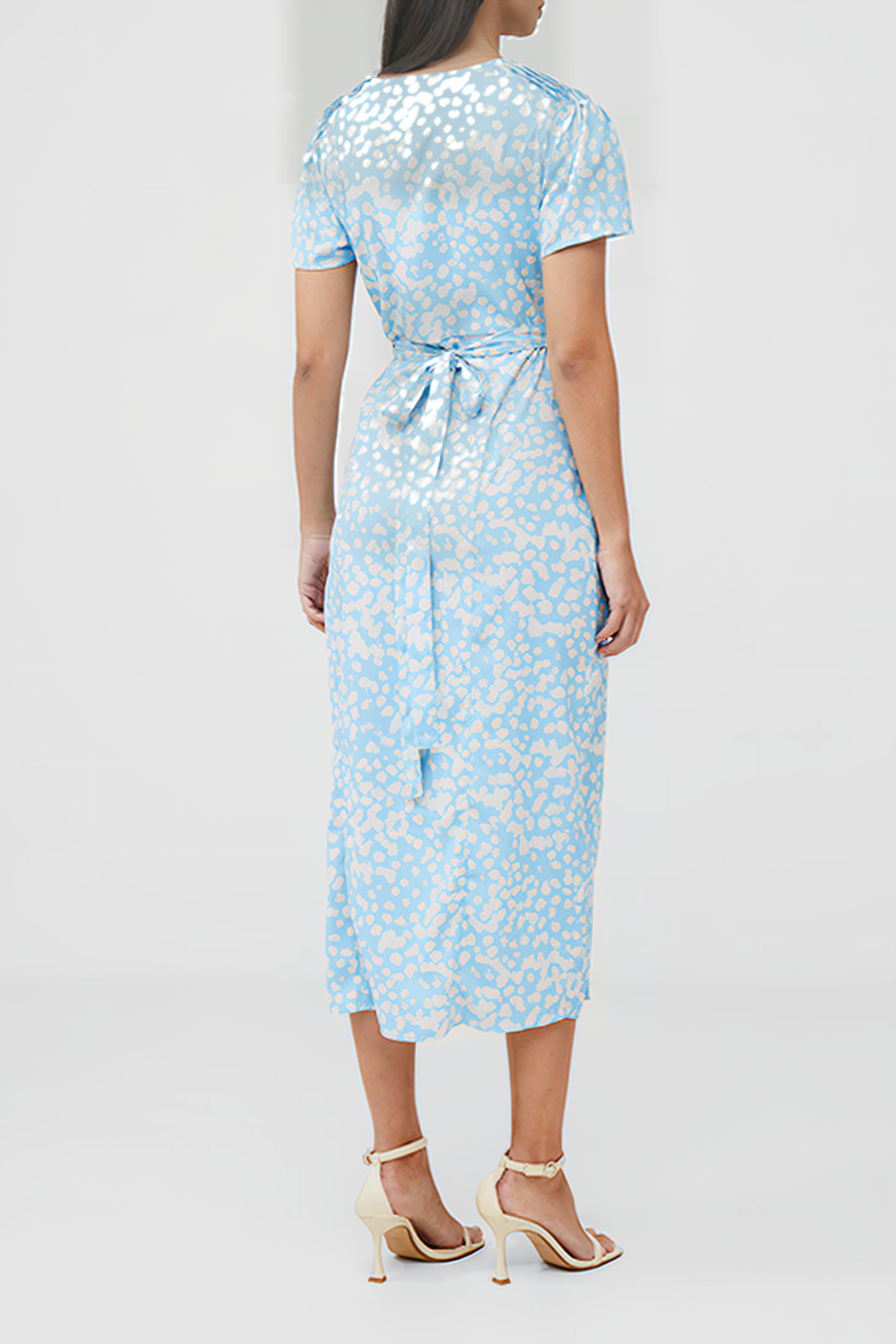 AIMEE WRAP SS DRESS CORNFLOWER / ECRU 3