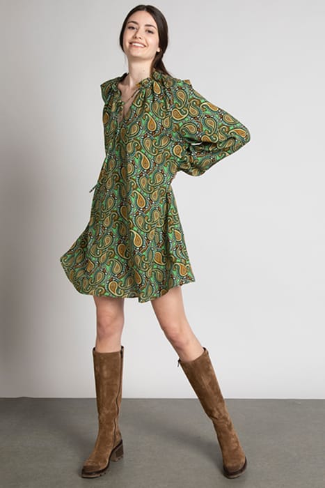 RUFFLED COLLAR LS DRESS MULTI 2