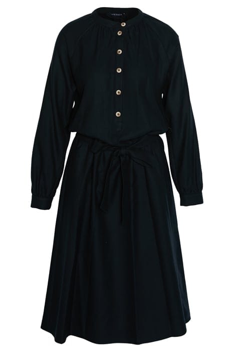 DRESS FROWNCED NECKLINE LS BLUE 1