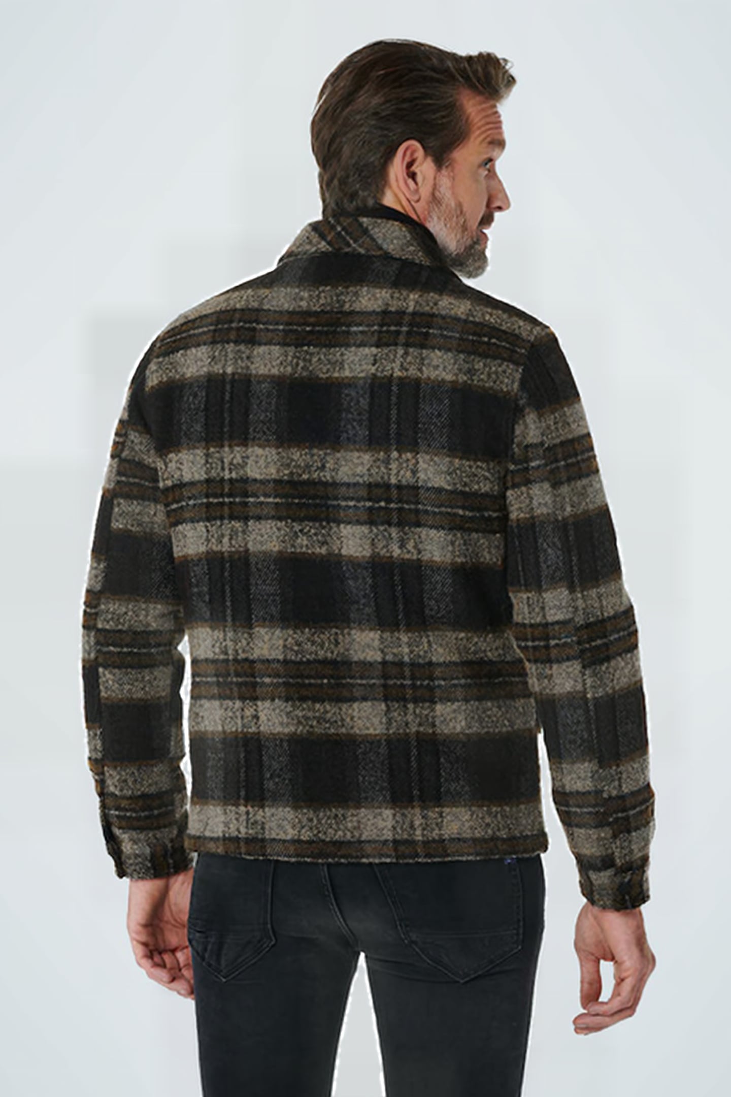 JACKET SHORT FIT KNITTED CHECK WITH WOOL BLACK 3