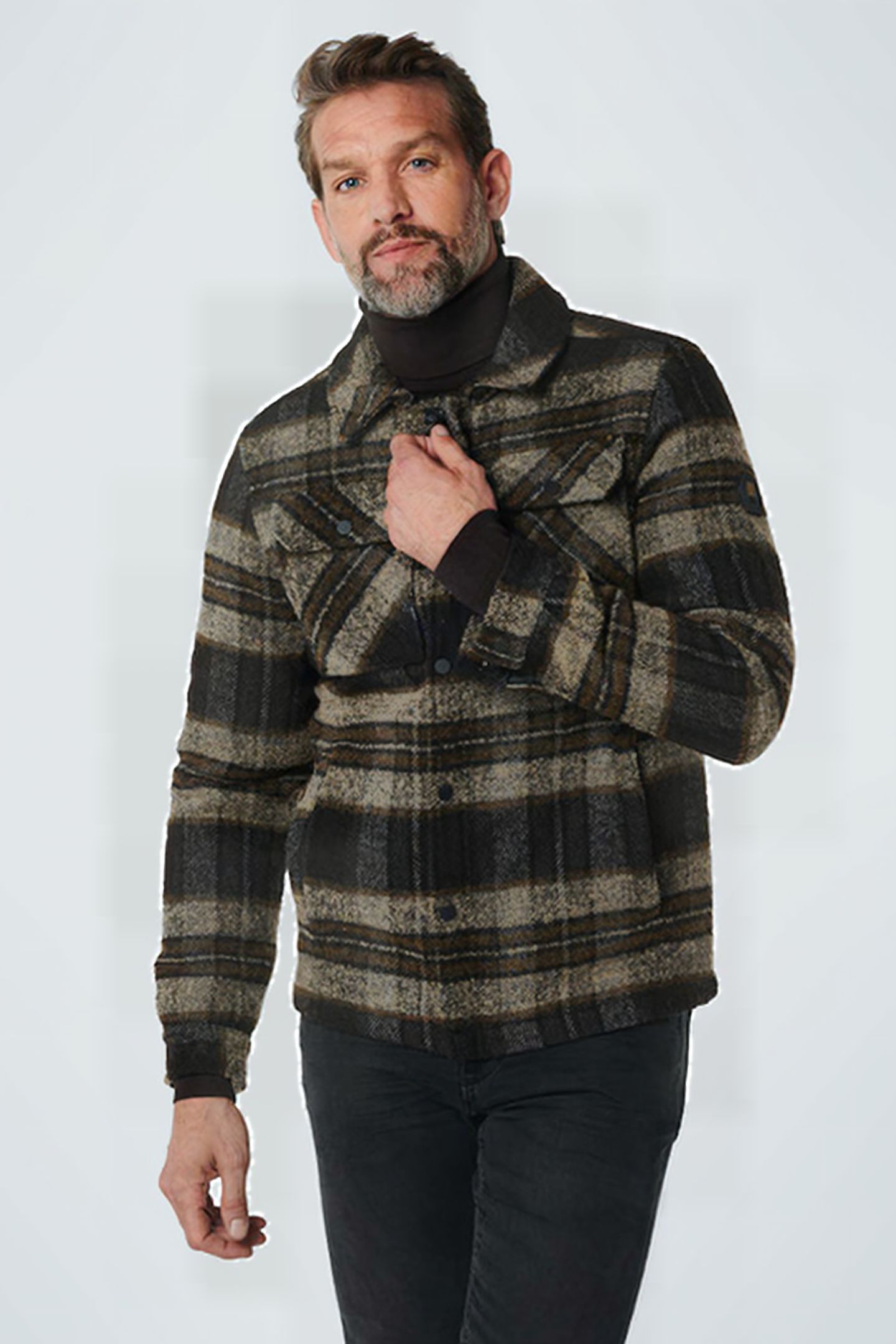 JACKET SHORT FIT KNITTED CHECK WITH WOOL BLACK 2