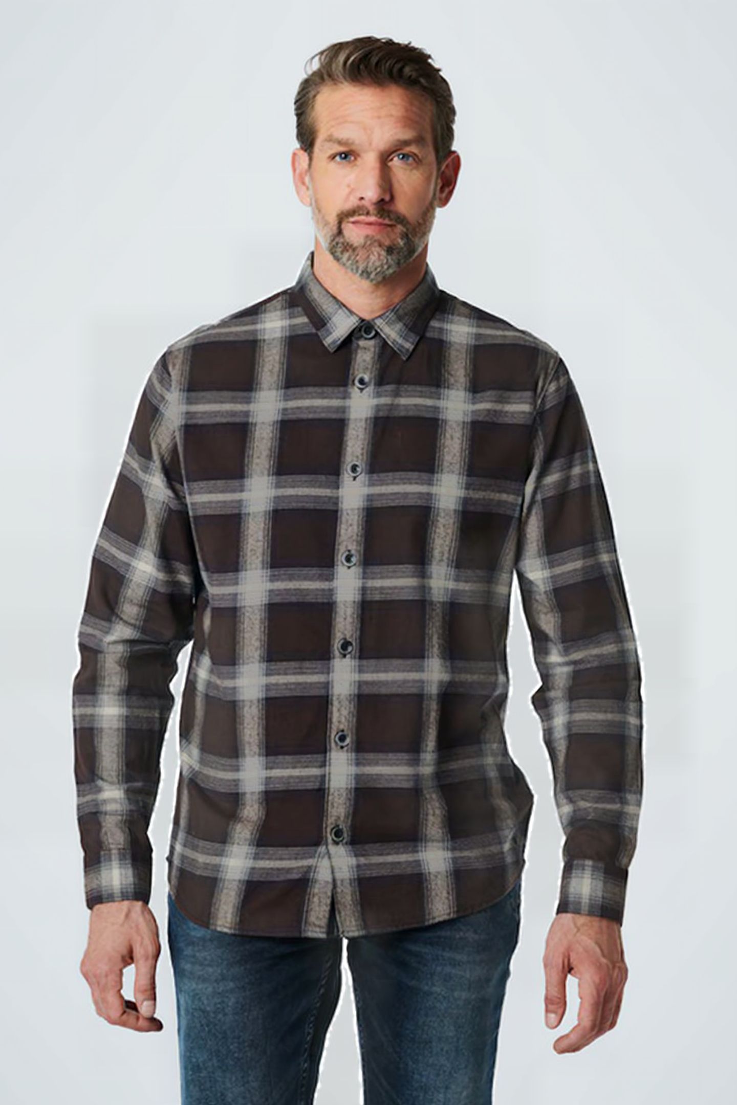 SHIRT CHECK RESPONSIBLE CHOICE COTTON COFFEE 2