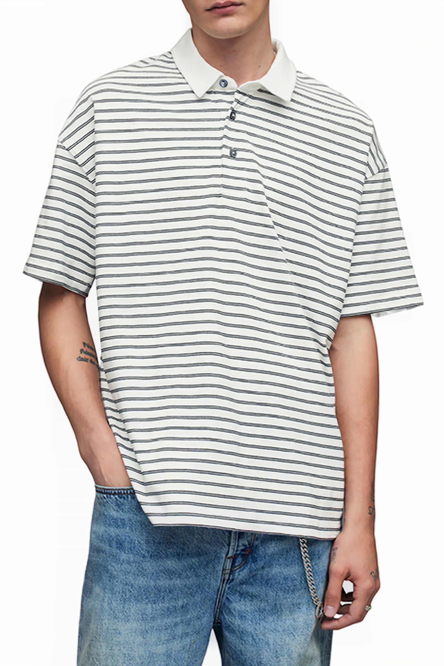 AVE SS POLO CHALK WHT/JET BLK 1