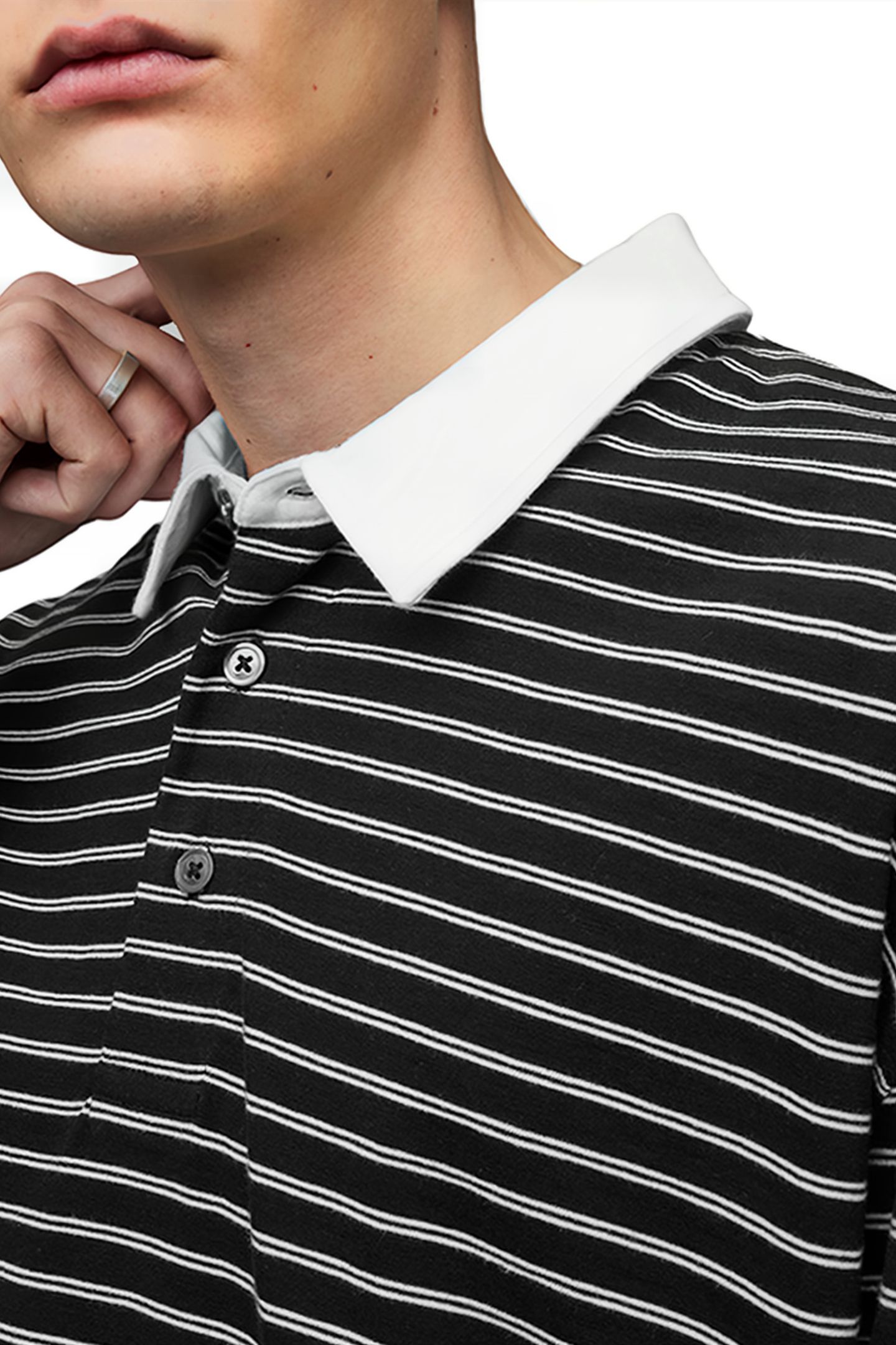 AVE LS POLO JET BLK/CHALK WHT 6