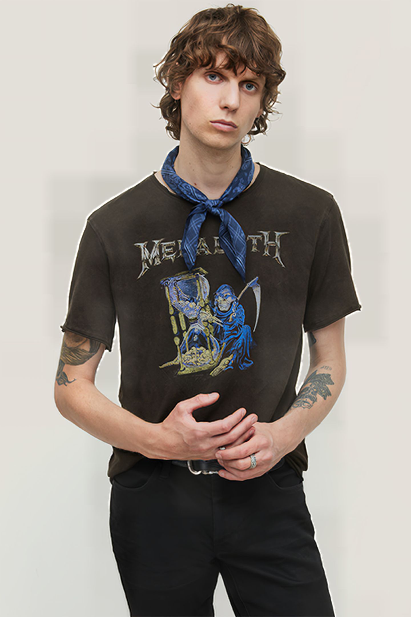 SS RAW EDGE TEE VINTAGE WASH - MEGADETH HOURGLASS BLACK 1