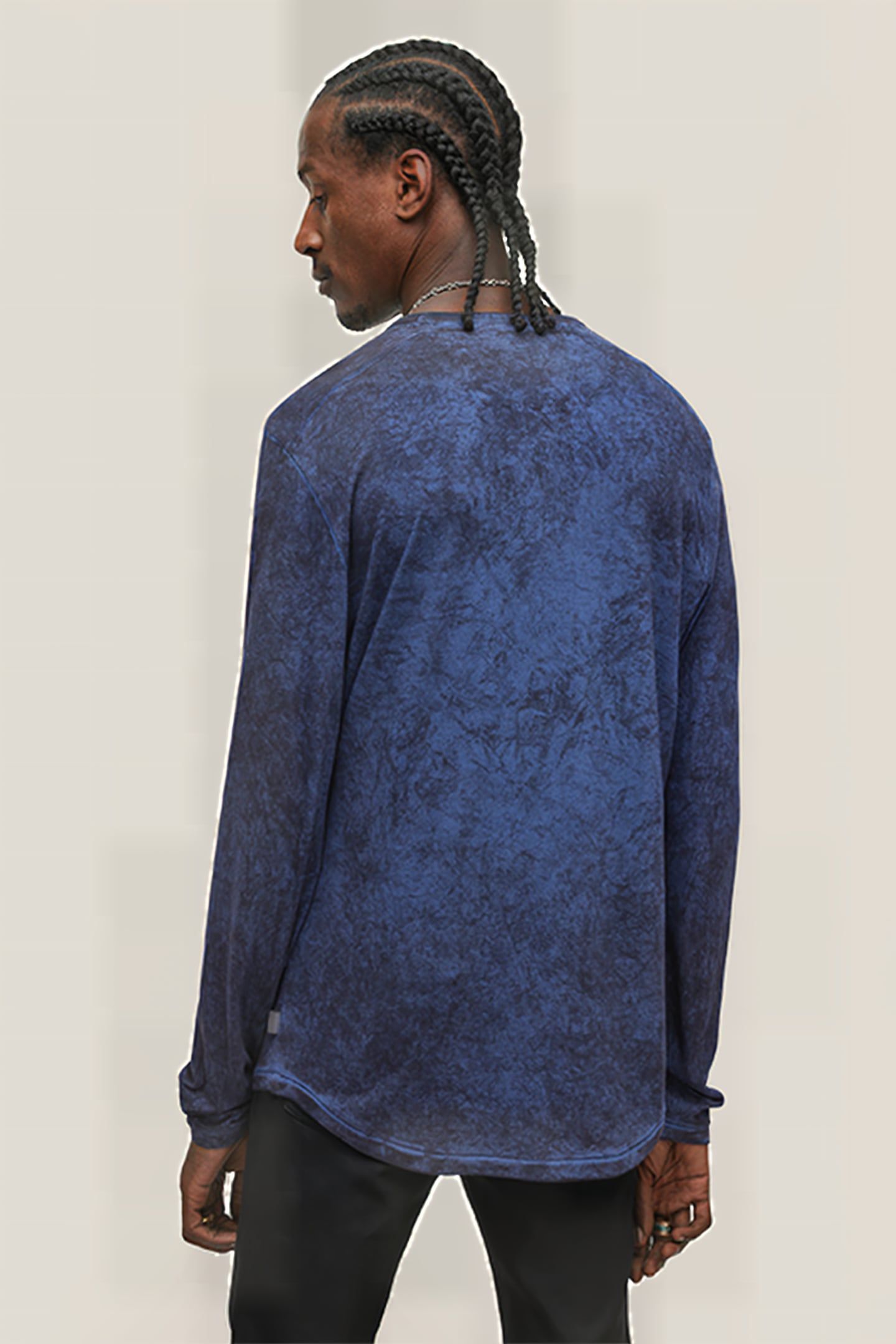 ASH LS GROMMET HENLEY WITH CARBON WASH TWILIGHT BLUE 2