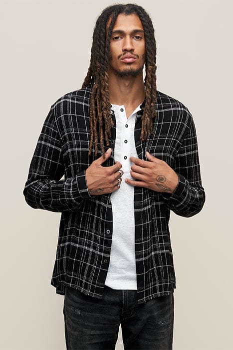 BROAD SHIRT CLASSIC FIT SHIRT WITH BAND COLLAR & S BLACK 1
