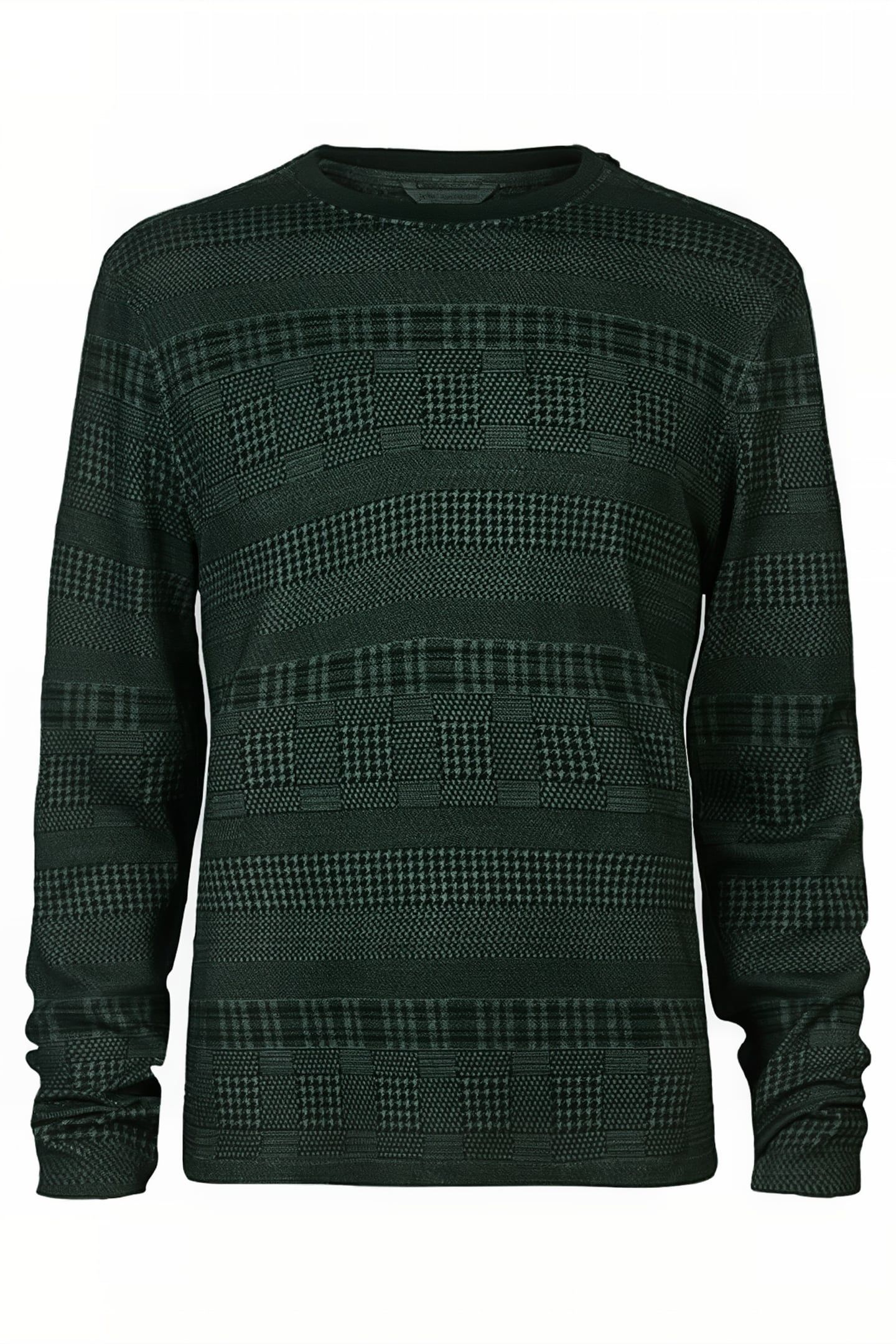 READE LS PATTERN MIX CREW WITH COLD DYE DARK MOSS 4