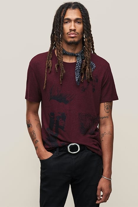 SS CREW TEE - ALL OVER GRAPHIC DARK PLUM 1