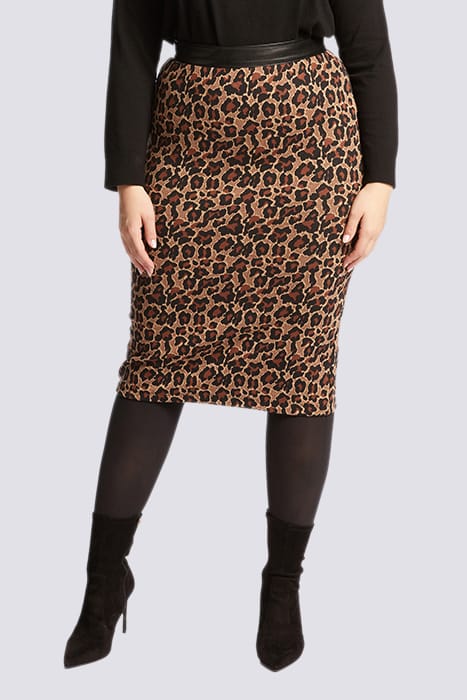 ANIMALIER PENCIL SKIRT LIGHT BROWN 2