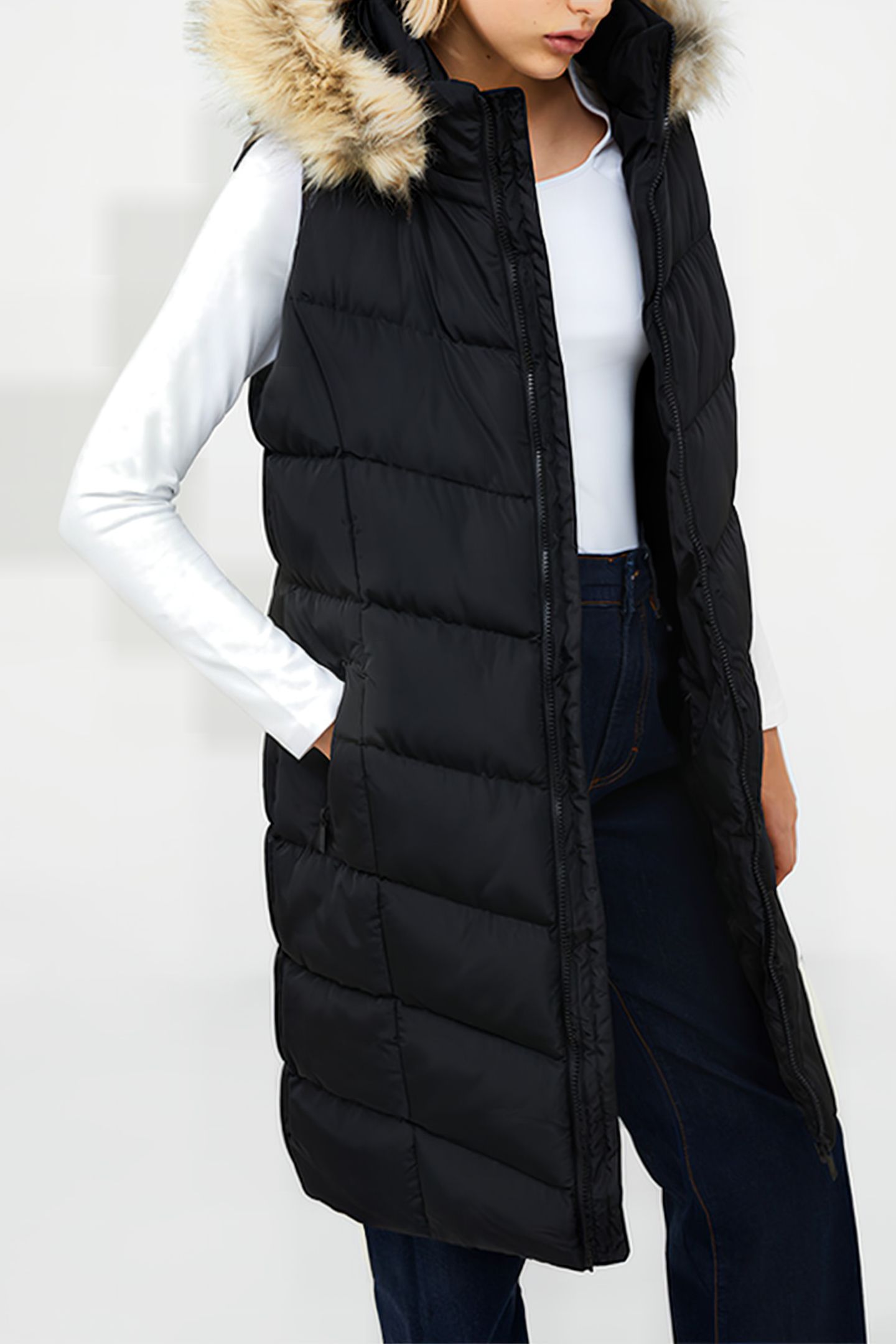 FUR CHEV MIX GILET M BLACK 5