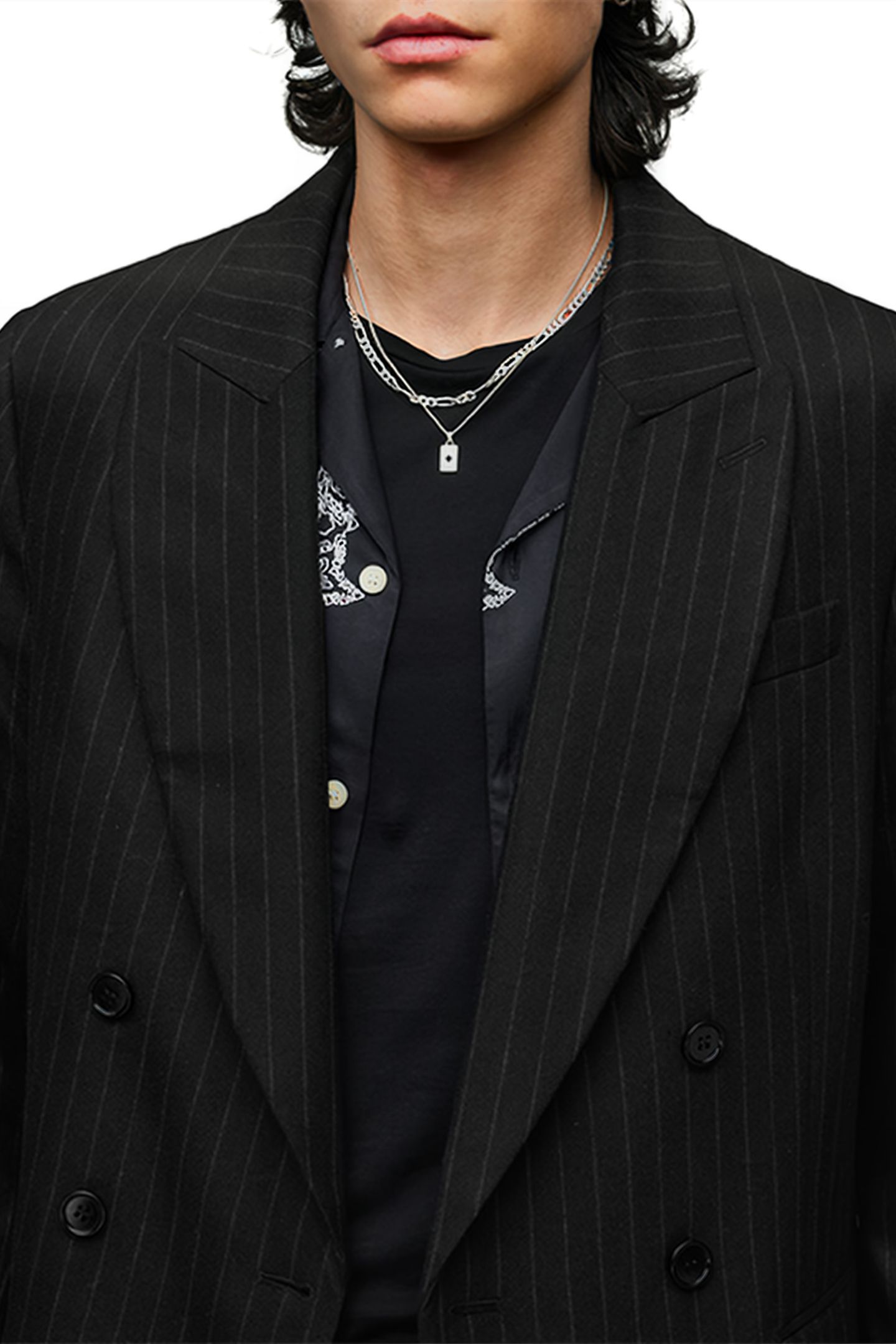 BLUES BLAZER PINSTRIPE BLK BRWN 5