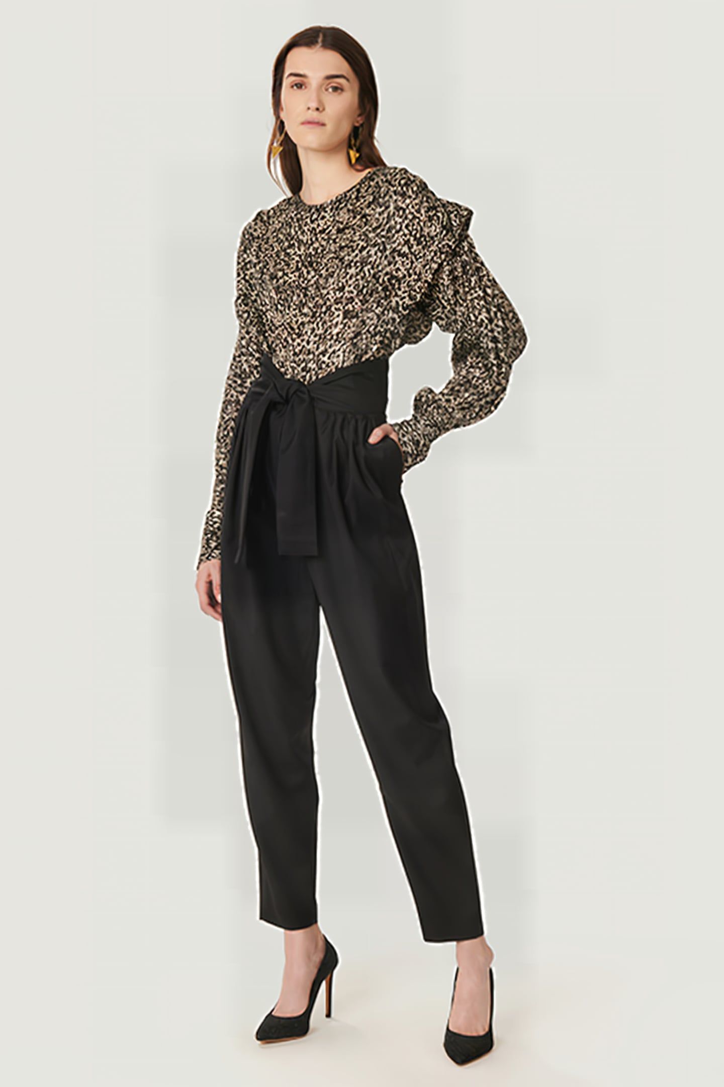 RUSKO BLOUSE IN ECRU/BLACK/BROWN BLOUSE 1