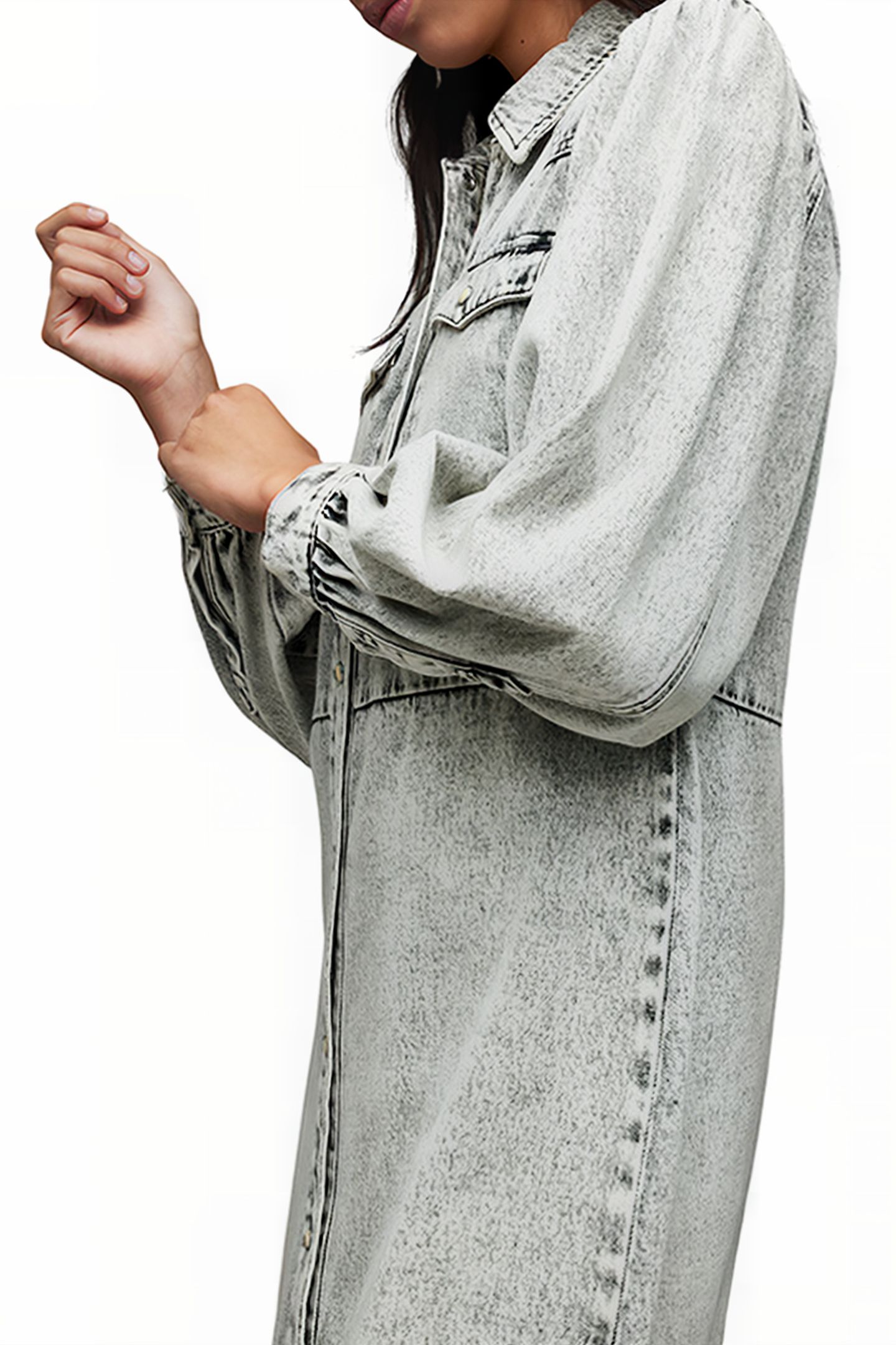 AVA DENIM DRESS SNOW GREY 4