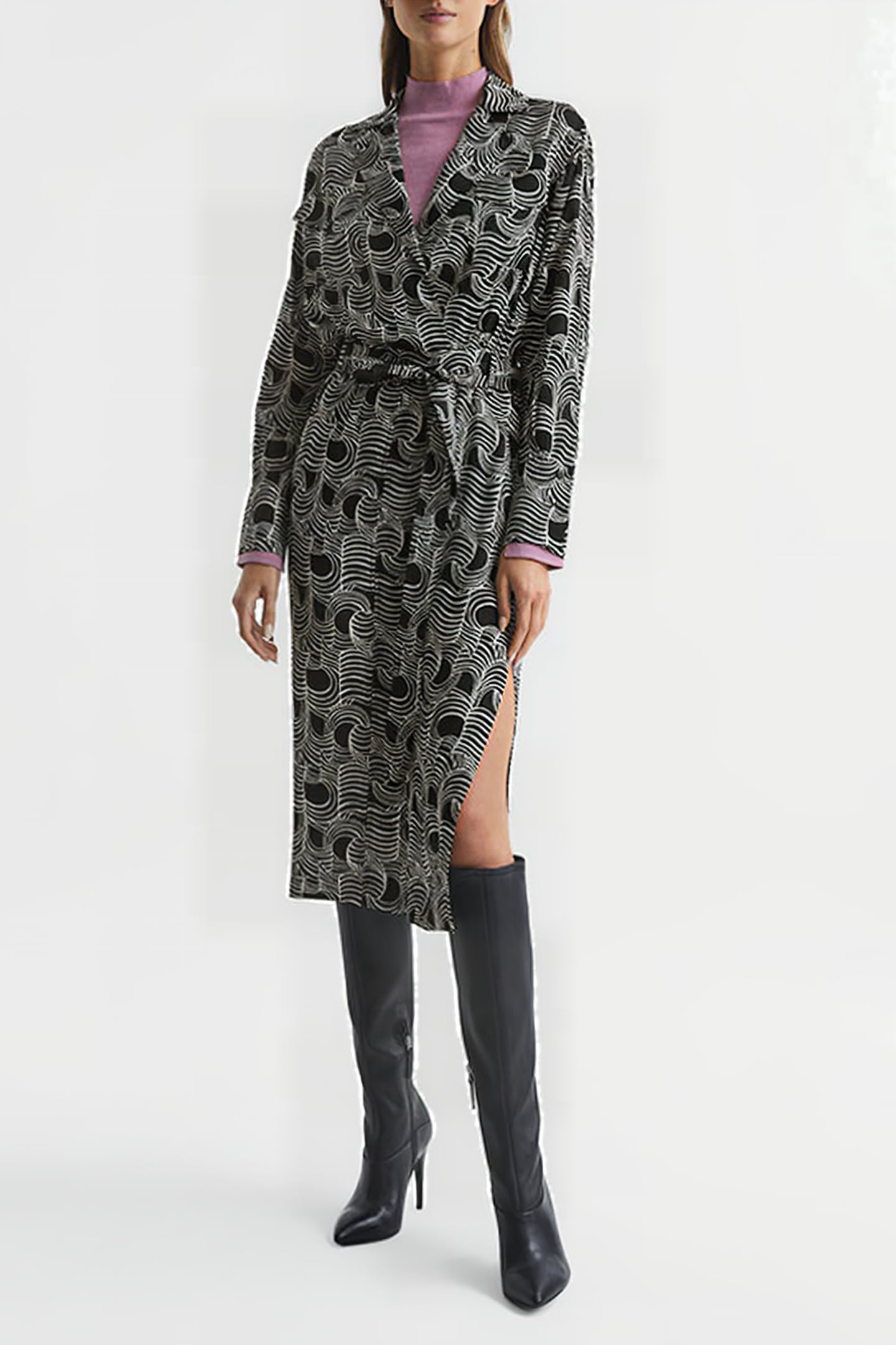 GEORGINA MIDI DRESS — CREAM/BLACK 1