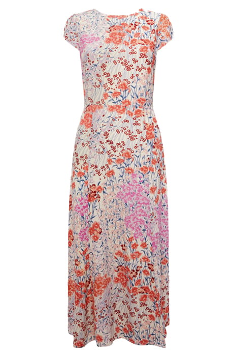LUNA MIDI DRESS — CORAL/WHITE 6