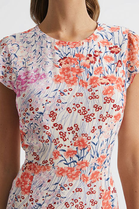 LUNA MIDI DRESS — CORAL/WHITE 5
